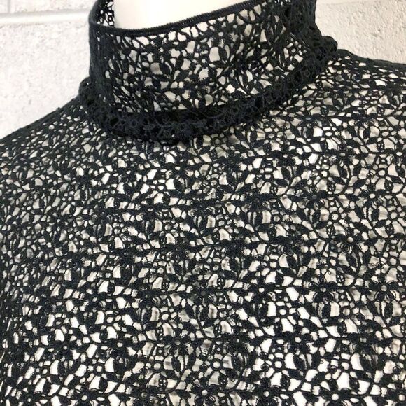 Saloni Mia Black Lace Fringed Cuff Top - Picture 5 of 8